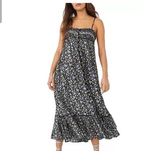 Free People Molly Jo Floral Black Maxi Dress